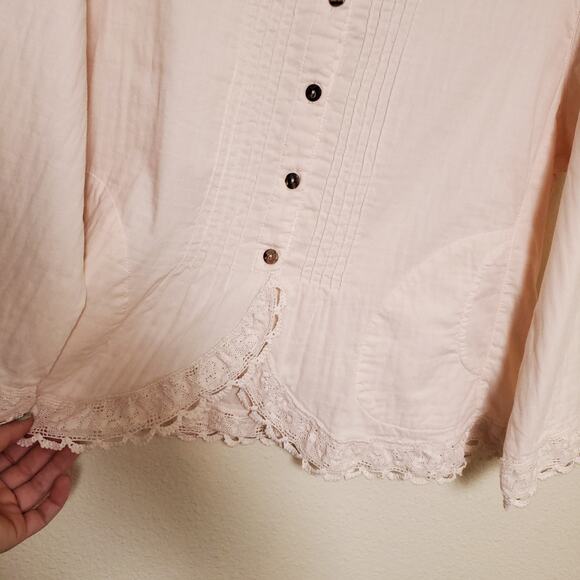 KLEEN Cottagecore Coquette Crochet Gauzy Top Soft Lagenlook - Picture 5 of 13